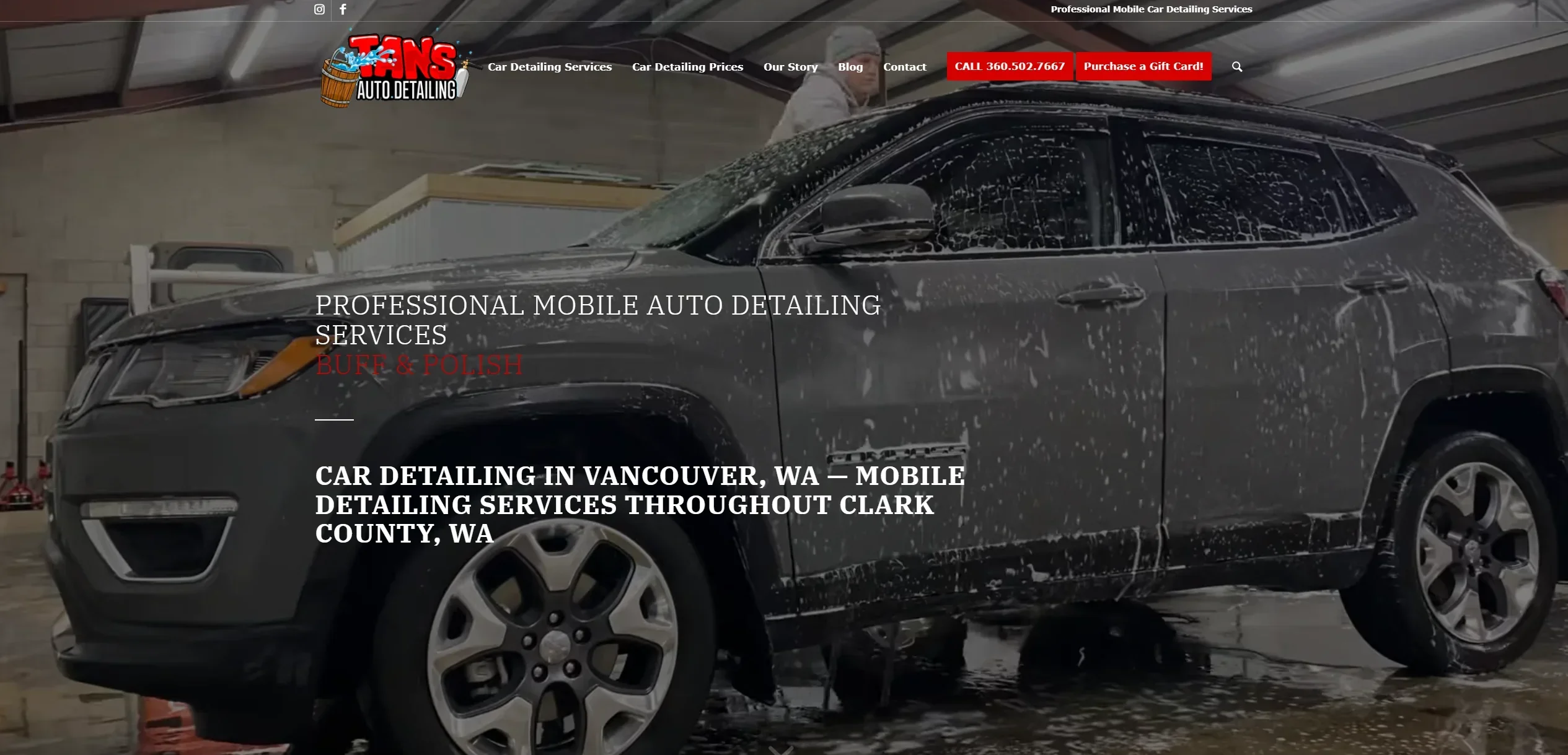 Tans Auto Detailing website screenshot