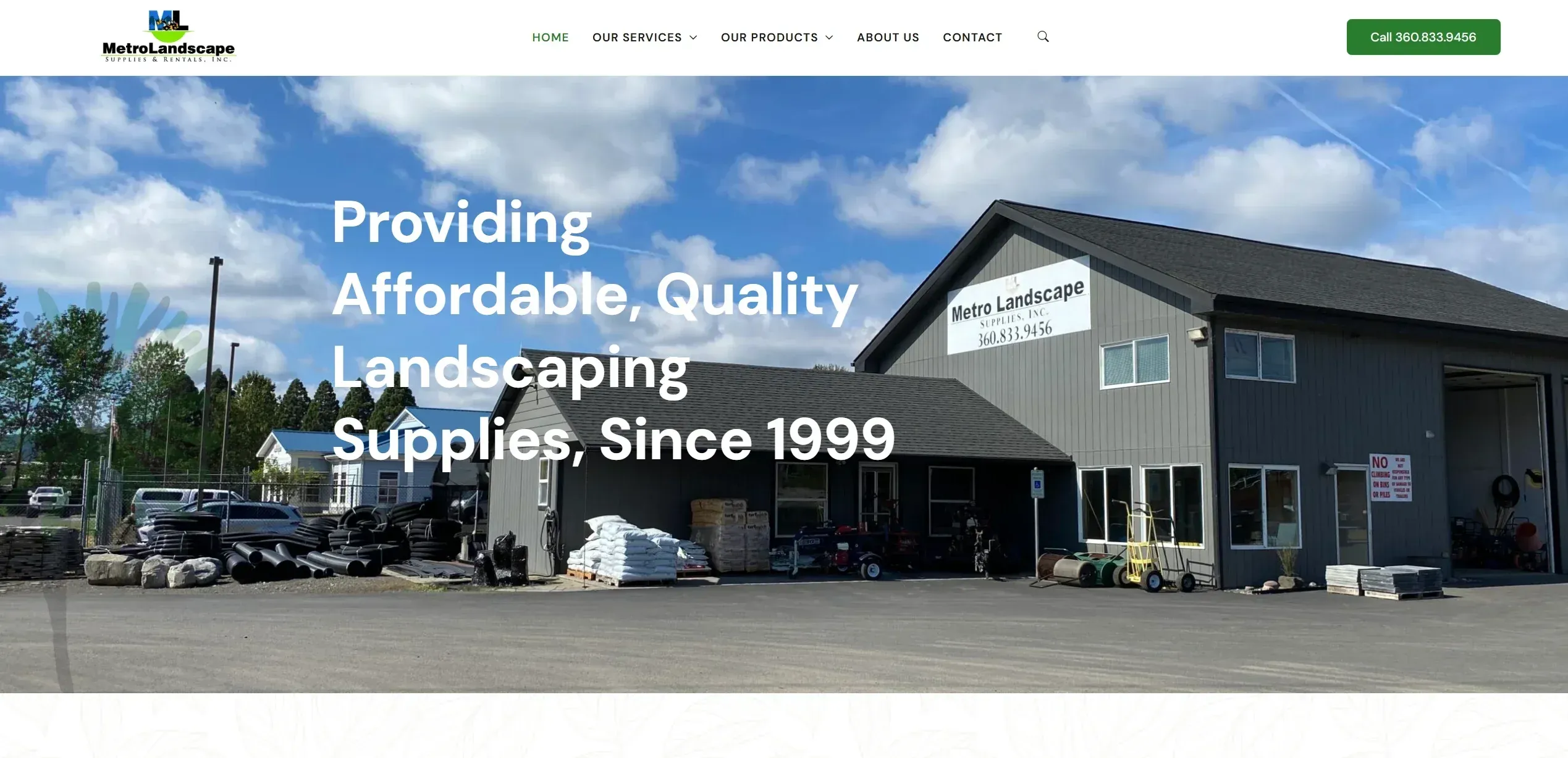 Metro Landscape Supplies website screenshot