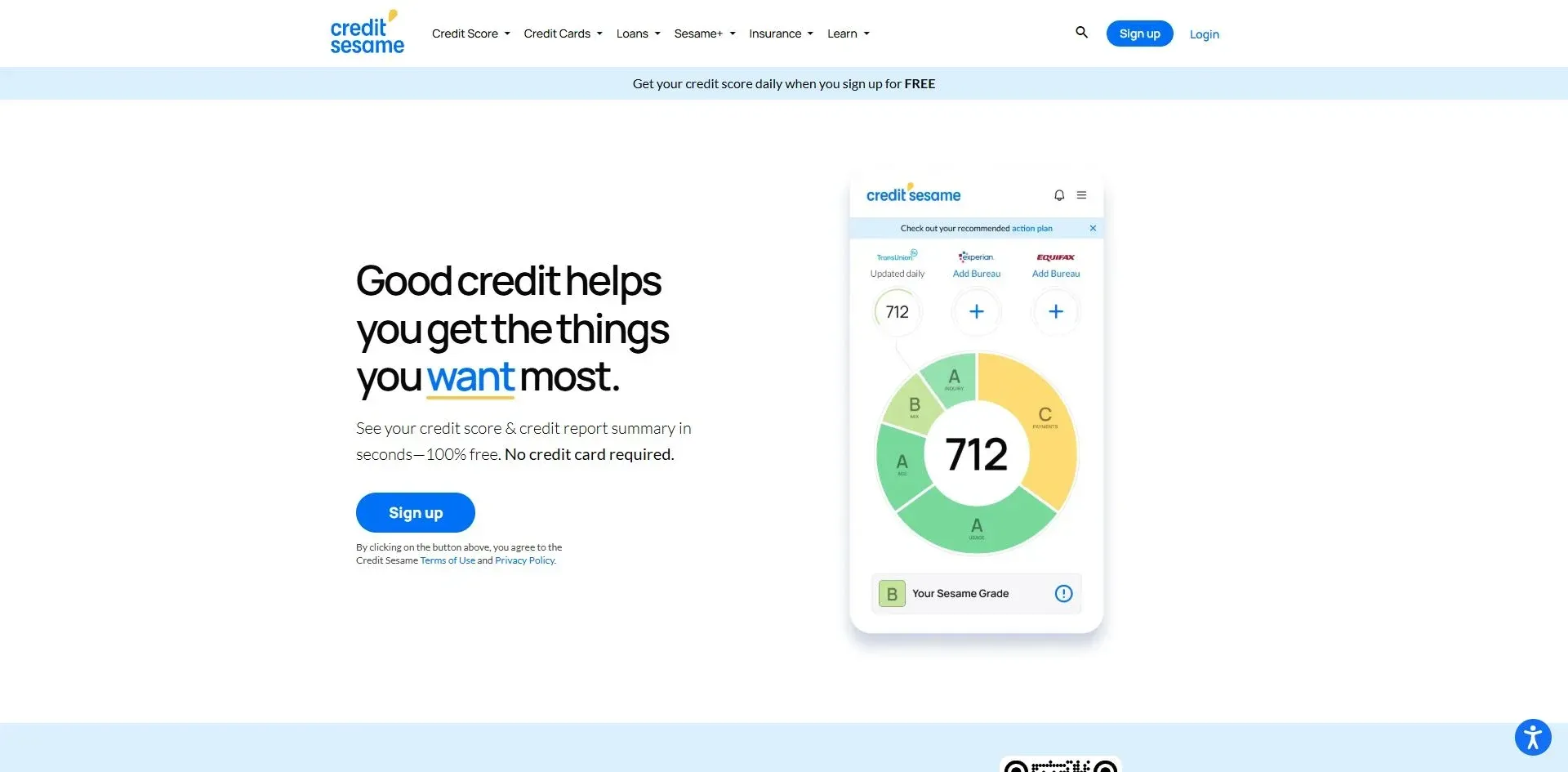 Credit Sesame website screenshot