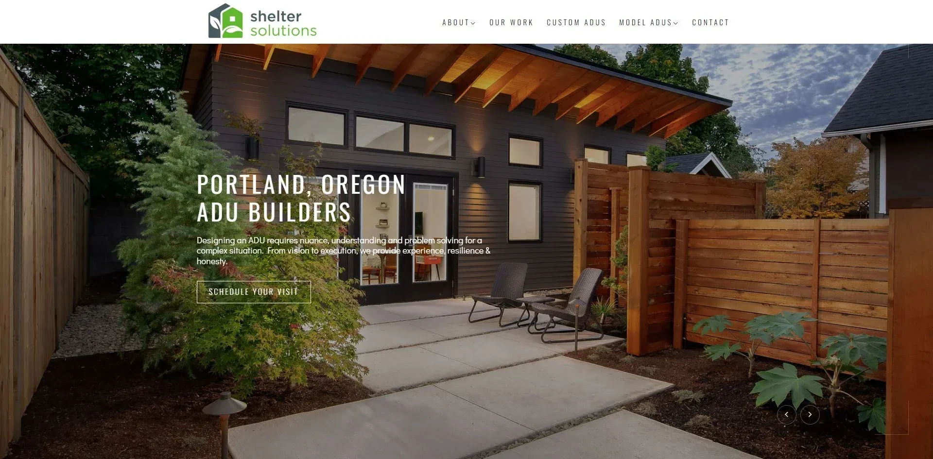 Shelter Solutions ADU builder website design Oregon City OR