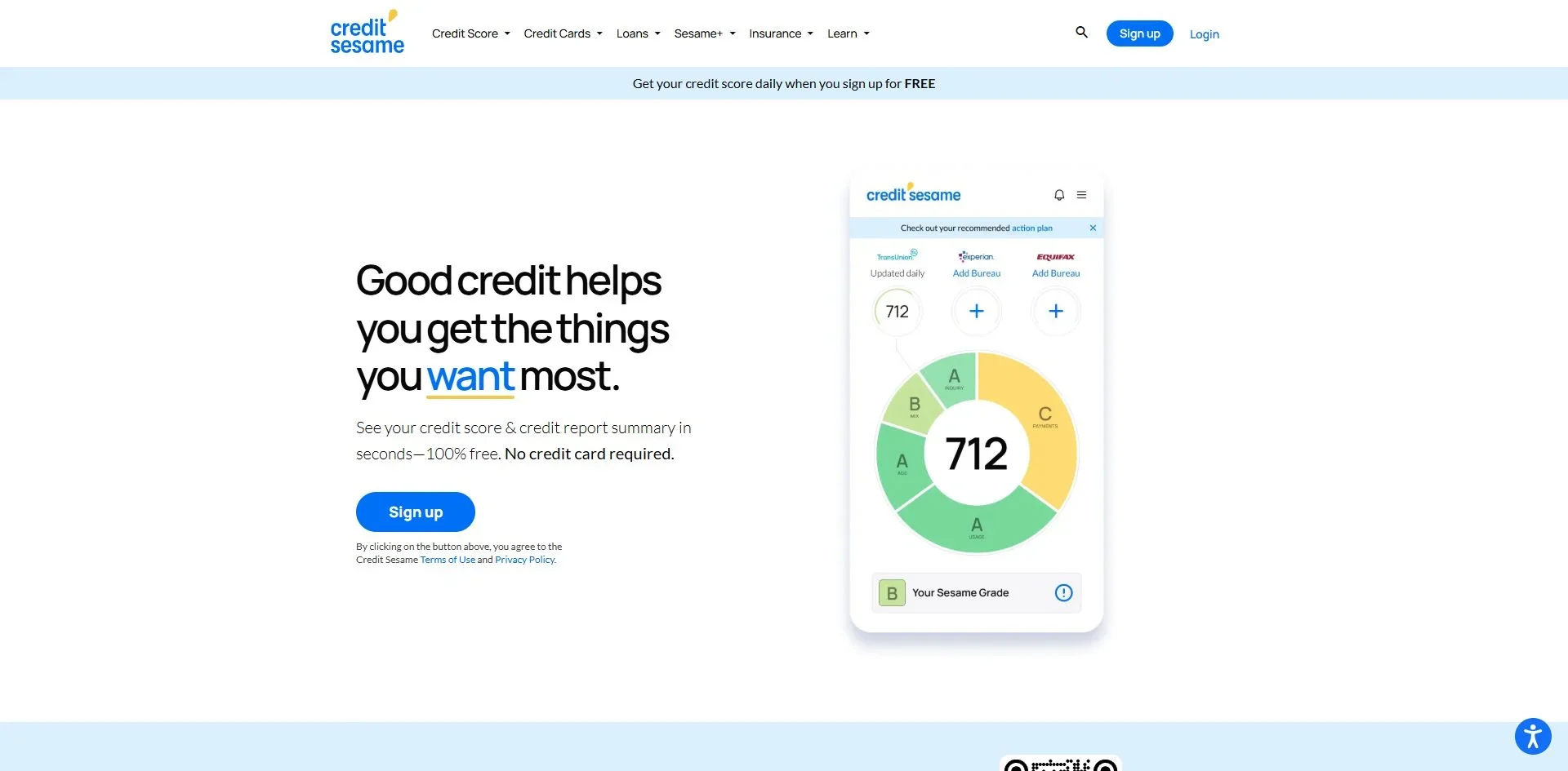Credit Sesame website screenshot