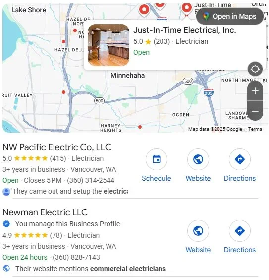 Newman Electric Google Maps ranking