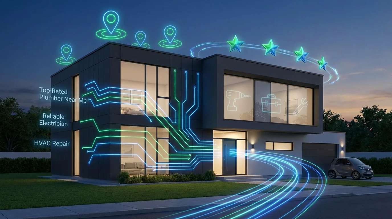 Contractor marketing dashboard showing local search rankings